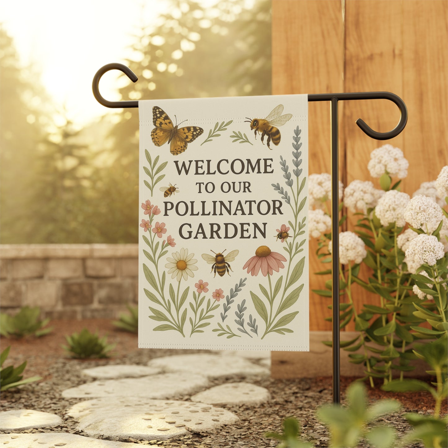 Welcome to Our Pollinator Garden – Double-Sided Garden Flag