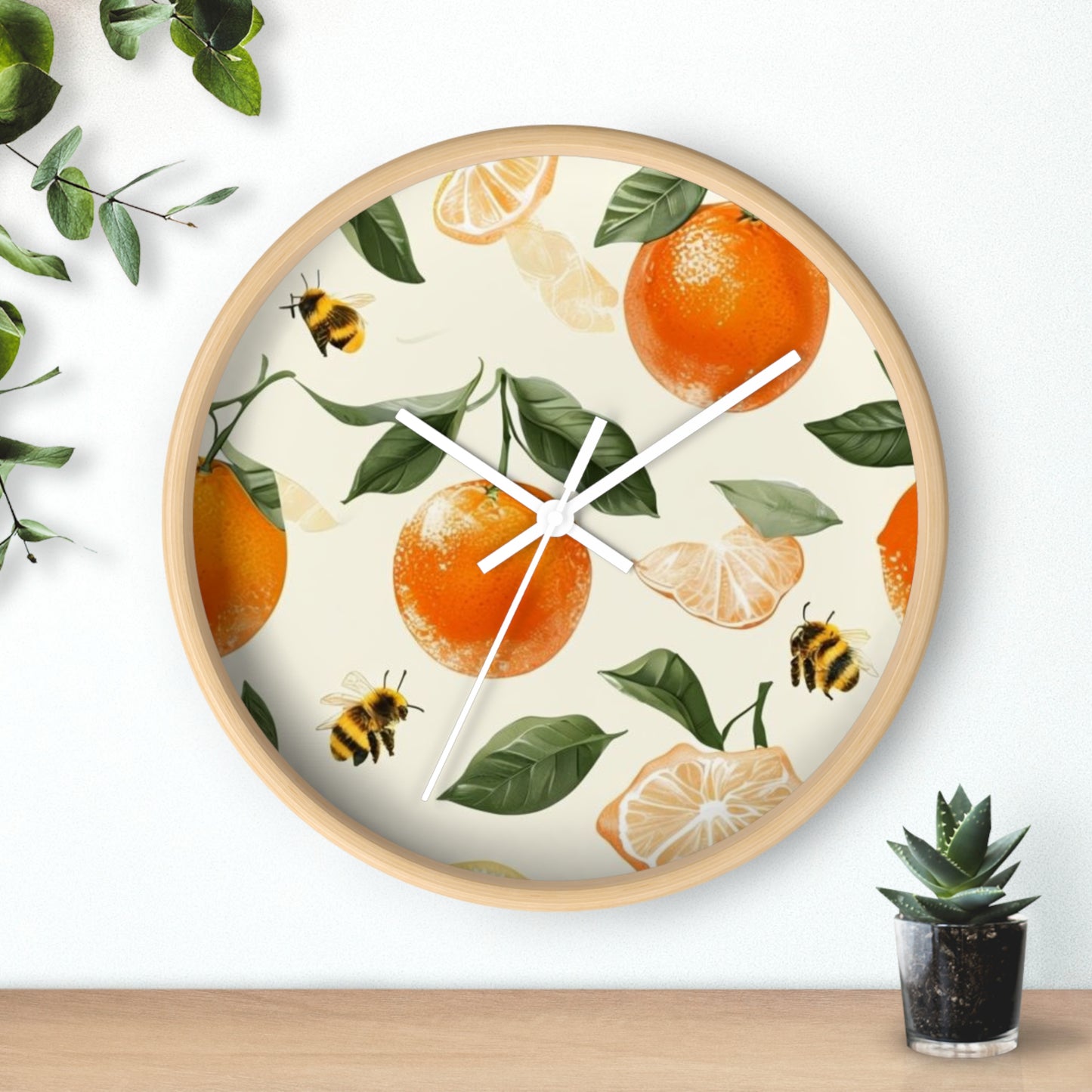 Citrus Bee Wall Clock | Orange Fruit Decor, Rustic Home Accent, Kitchen Wall Art, Gift for Bee Lovers, Nature Inspired