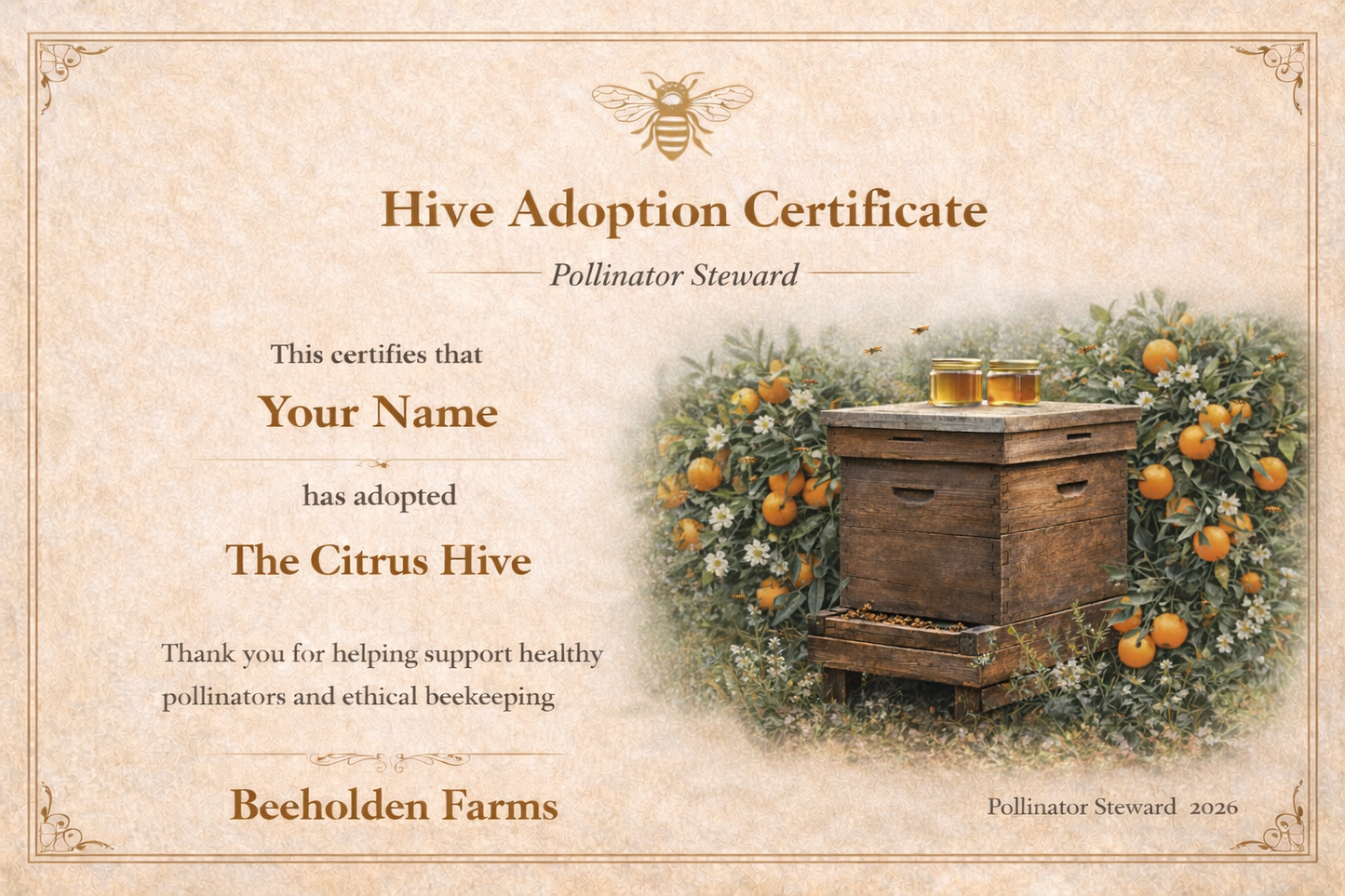 Hive Adoption – Pollinator Steward