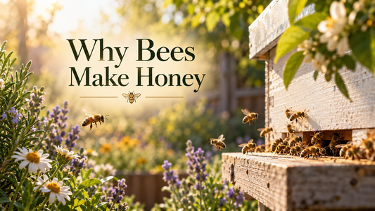 Honey bees flying around a beehive entrance in a sunny flower garden