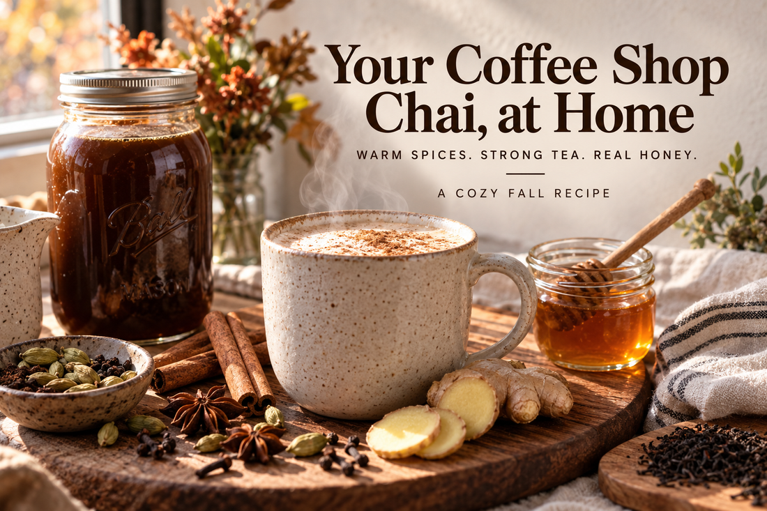 Homemade fall chai concentrate sweetened with honey