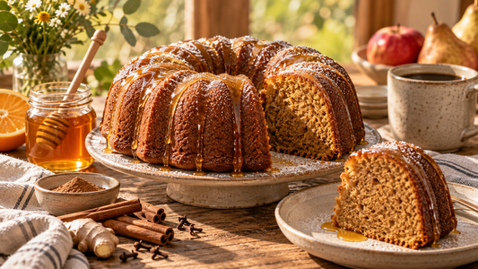 Classic spiced honey cake made with raw honey