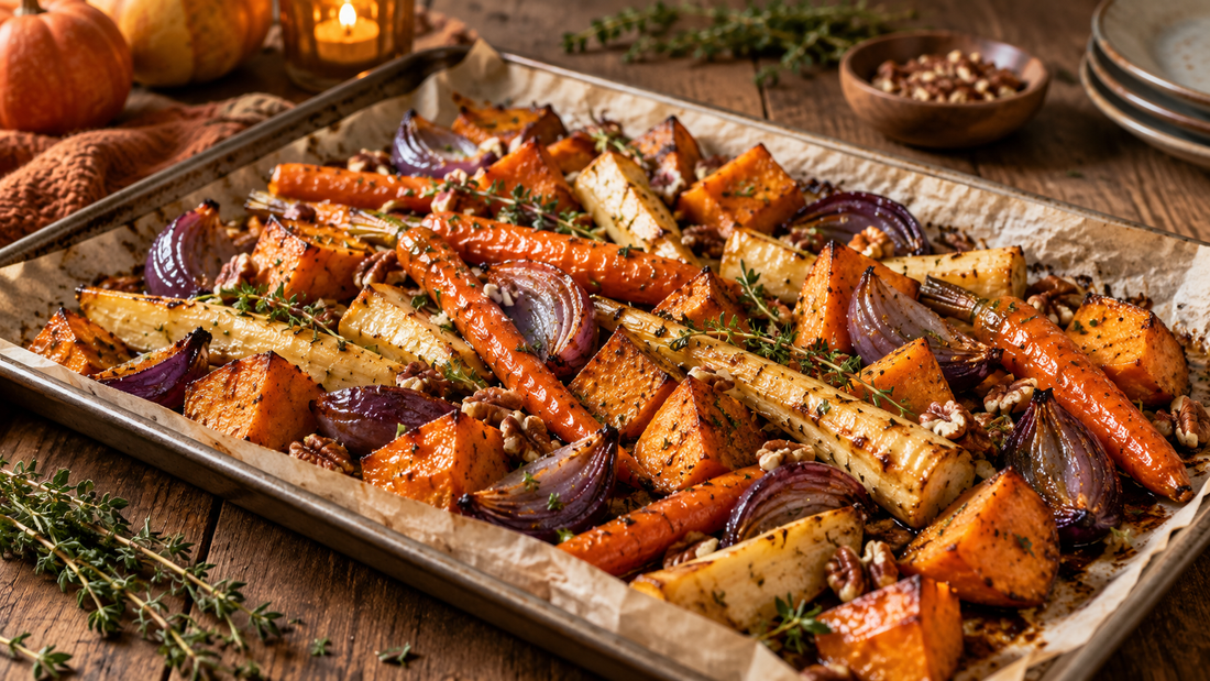 Honey-roasted root vegetables for fall