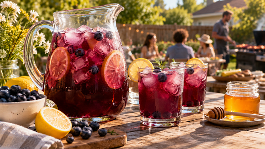 Blueberry lemon iced tea sweetened with raw honey, from the Beeholden Farms Bee Blog