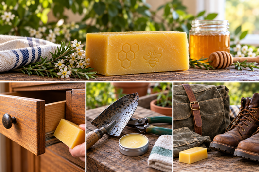 Bar of beeswax used for household fixes like sticky drawers and squeaky hinges