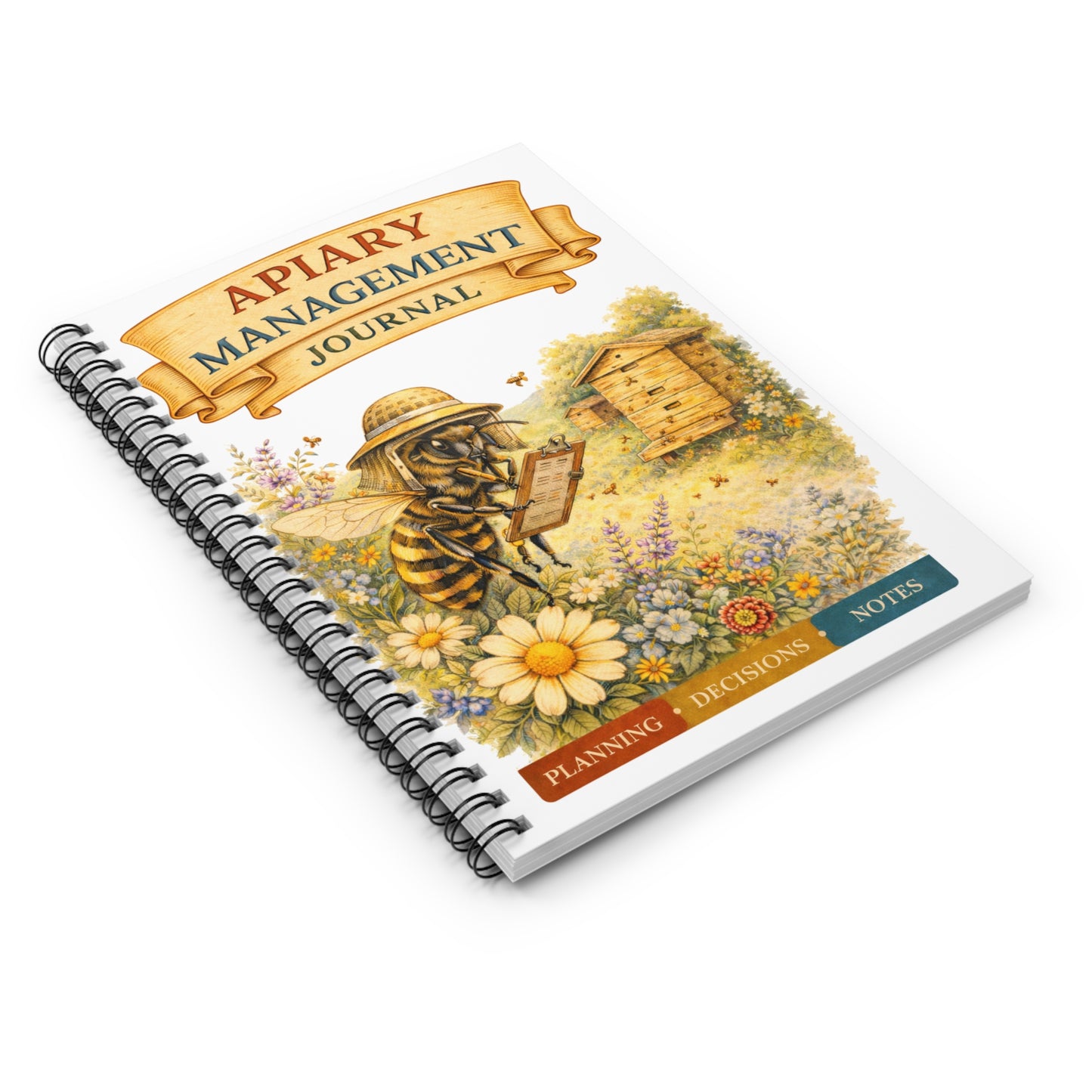 Worker Bee Apiary Management Journal Spiral Notebook | Ruled Lines