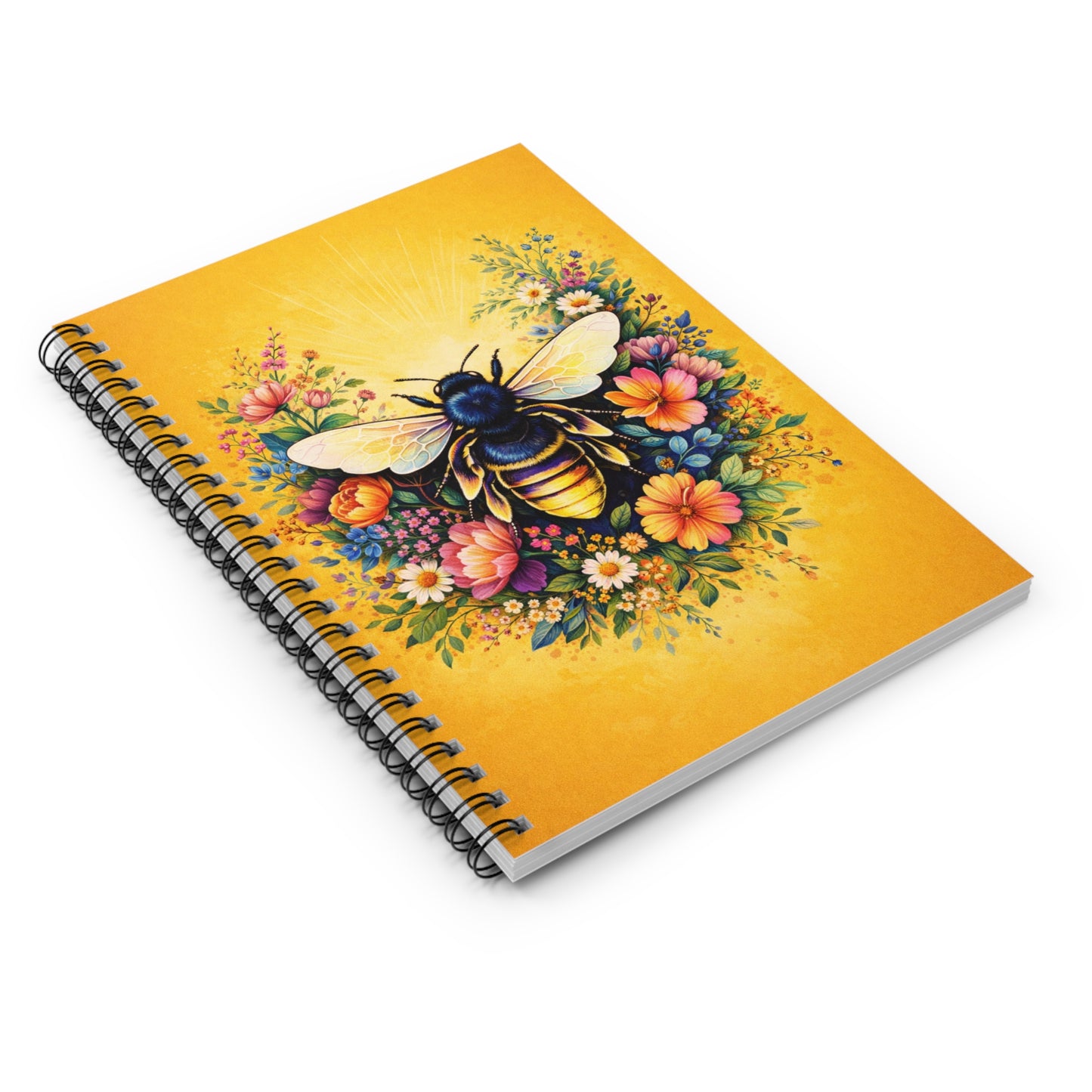 Bumblebee Floral Illustration Notebook | Spiral Ruled Journal