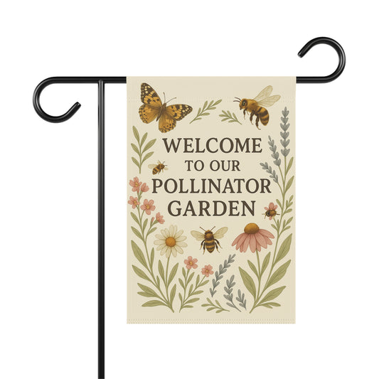 Welcome to Our Pollinator Garden – Double-Sided Garden Flag