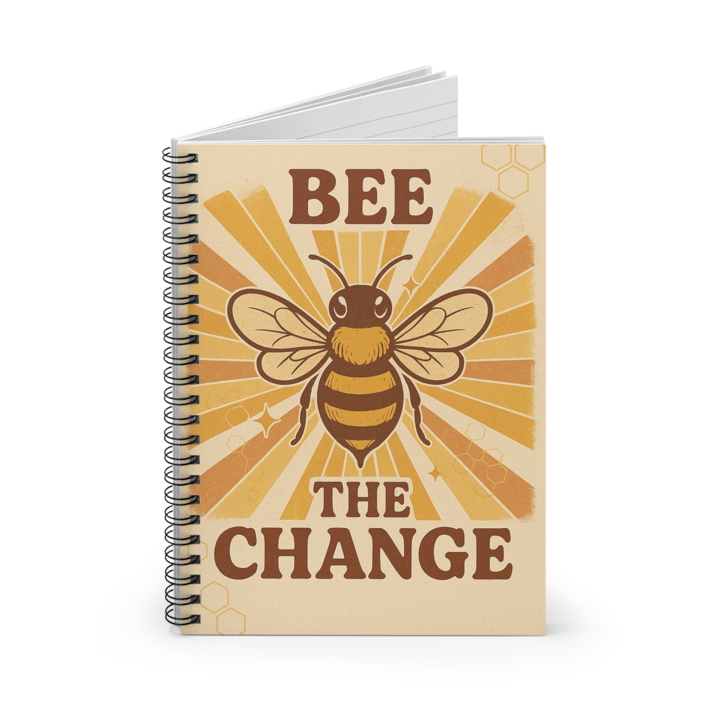 Bee the Change Spiral Notebook (6″ × 8″) — Retro Bee Design, Ruled Pages