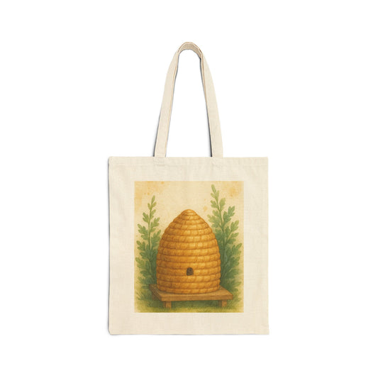 Beehive Design Cotton Canvas Tote Bag | Eco-Friendly Shopping Bag | Great Gift for Nature Lovers, Farmers, or Bee Enthusiasts
