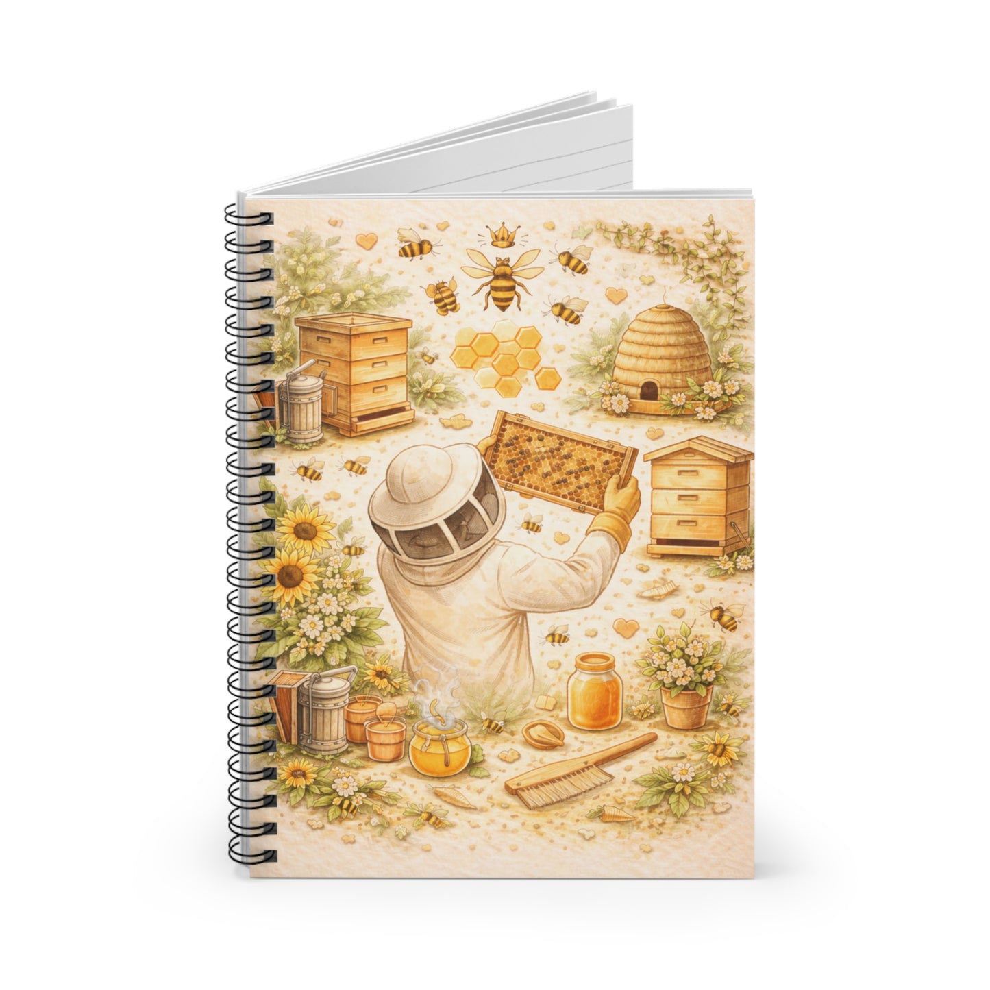 Beekeeper’s Garden Notebook – Spiral Ruled Journal (6″ × 8″)