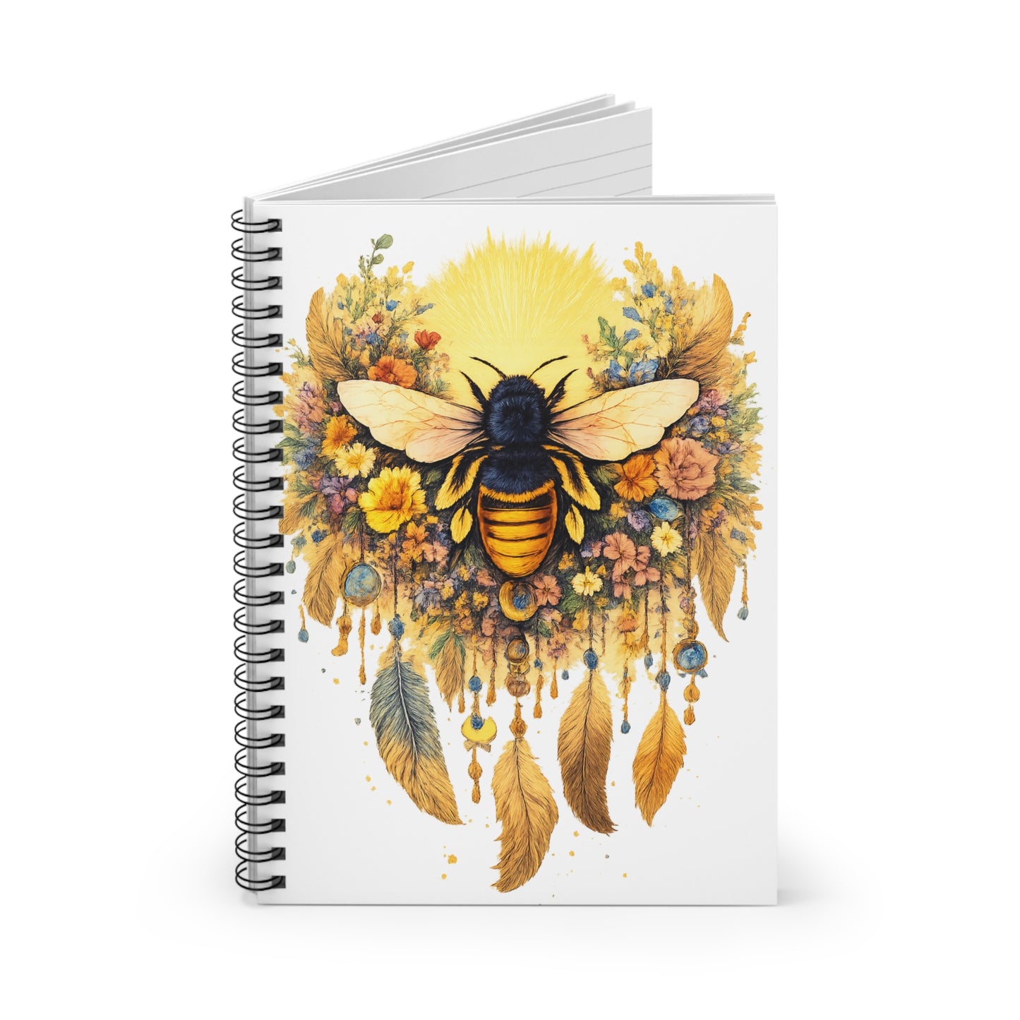 Golden Bee Spiral Notebook (6″ × 8″) — Ruled, Nature-Inspired Design