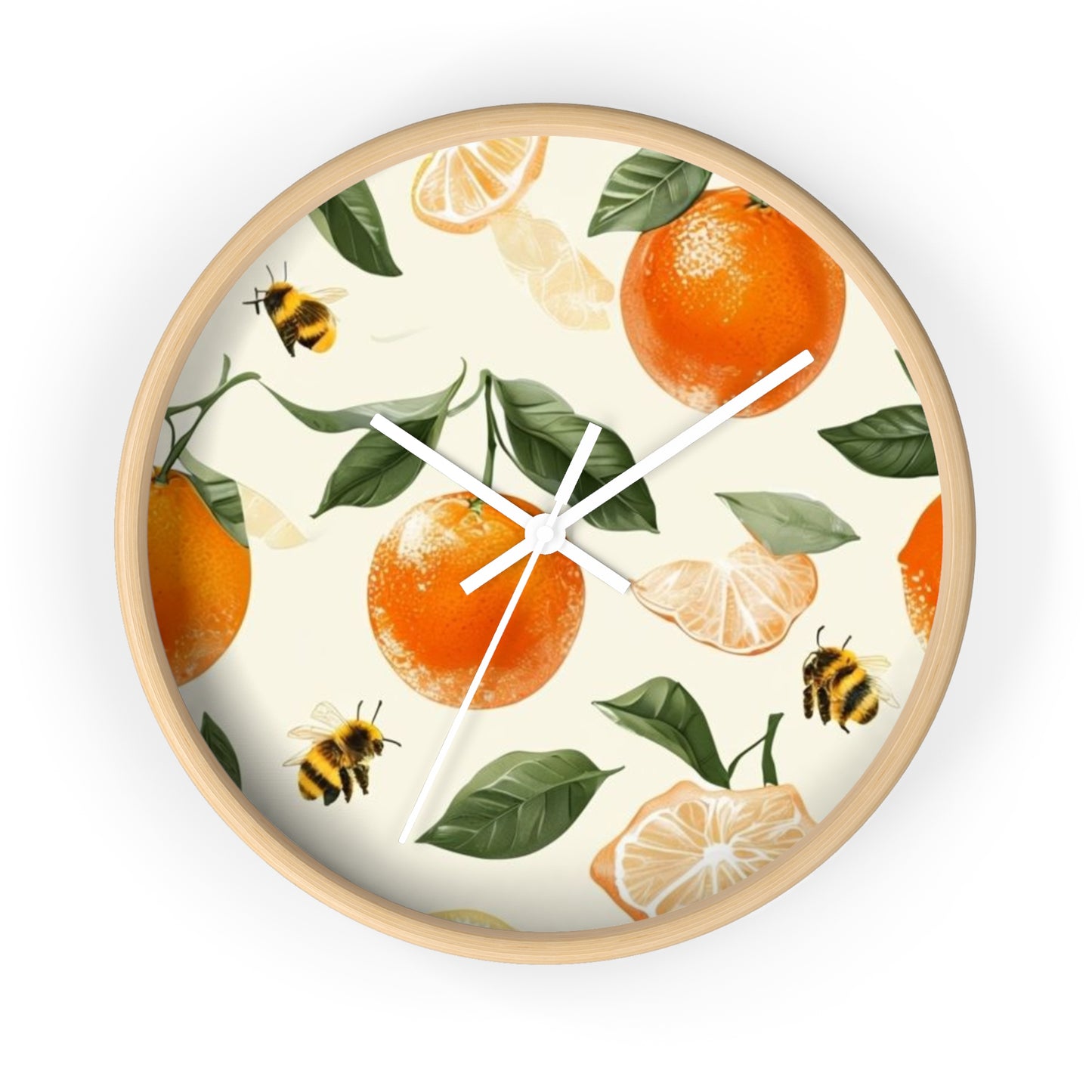 Citrus Bee Wall Clock | Orange Fruit Decor, Rustic Home Accent, Kitchen Wall Art, Gift for Bee Lovers, Nature Inspired