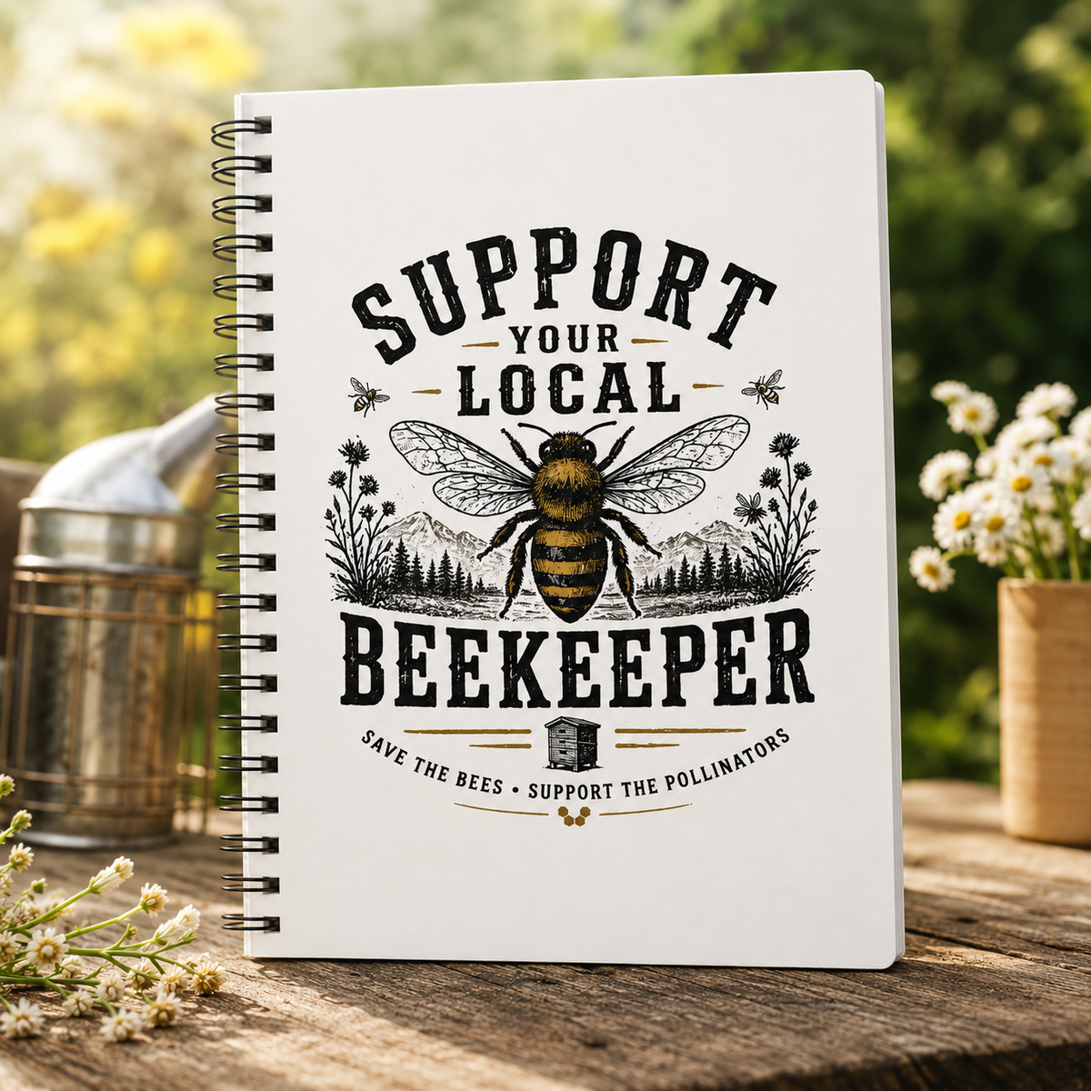 Support Your Local Beekeeper Spiral Notebook | Bee Lover Journal | Beekeeping Gift | Nature Lover Notebook | Pollinator Journal | 6x8 Ruled