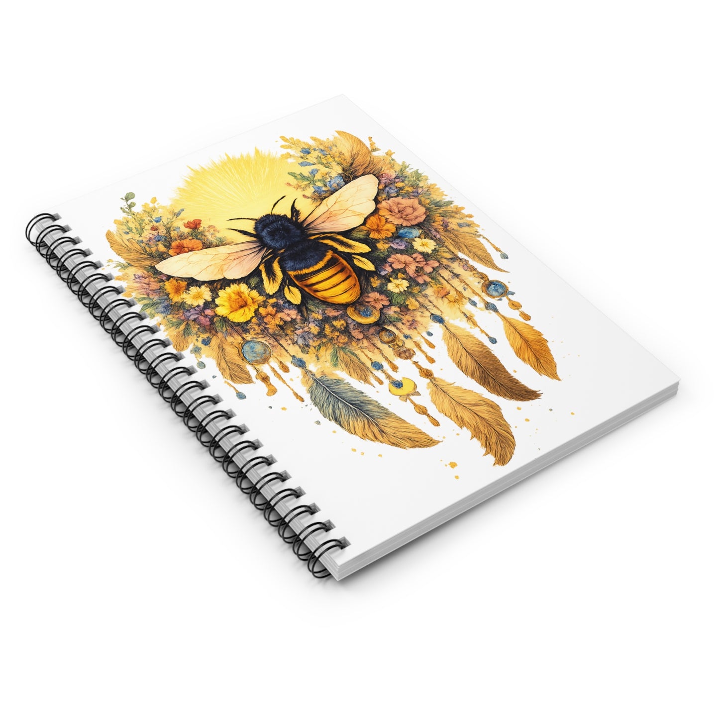 Golden Bee Spiral Notebook (6″ × 8″) — Ruled, Nature-Inspired Design