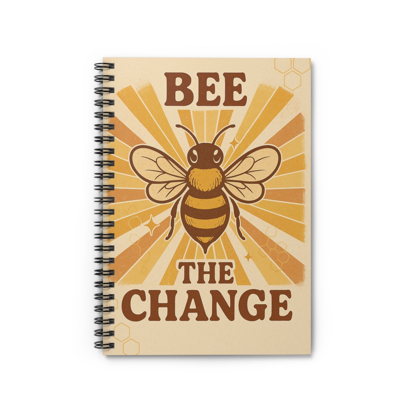 Bee the Change Spiral Notebook (6″ × 8″) — Retro Bee Design, Ruled Pages
