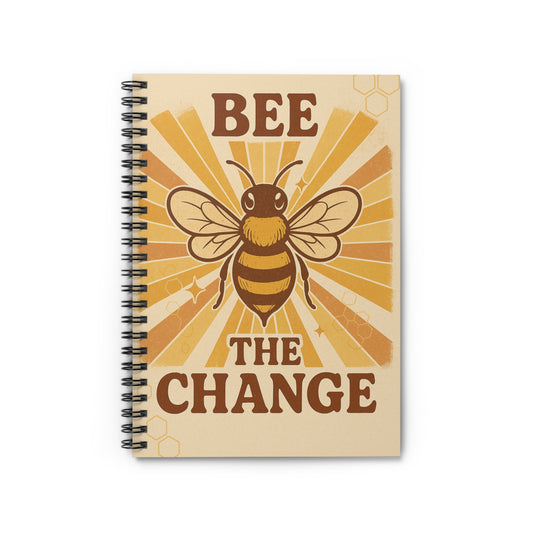 Bee the Change Spiral Notebook (6″ × 8″) — Retro Bee Design, Ruled Pages