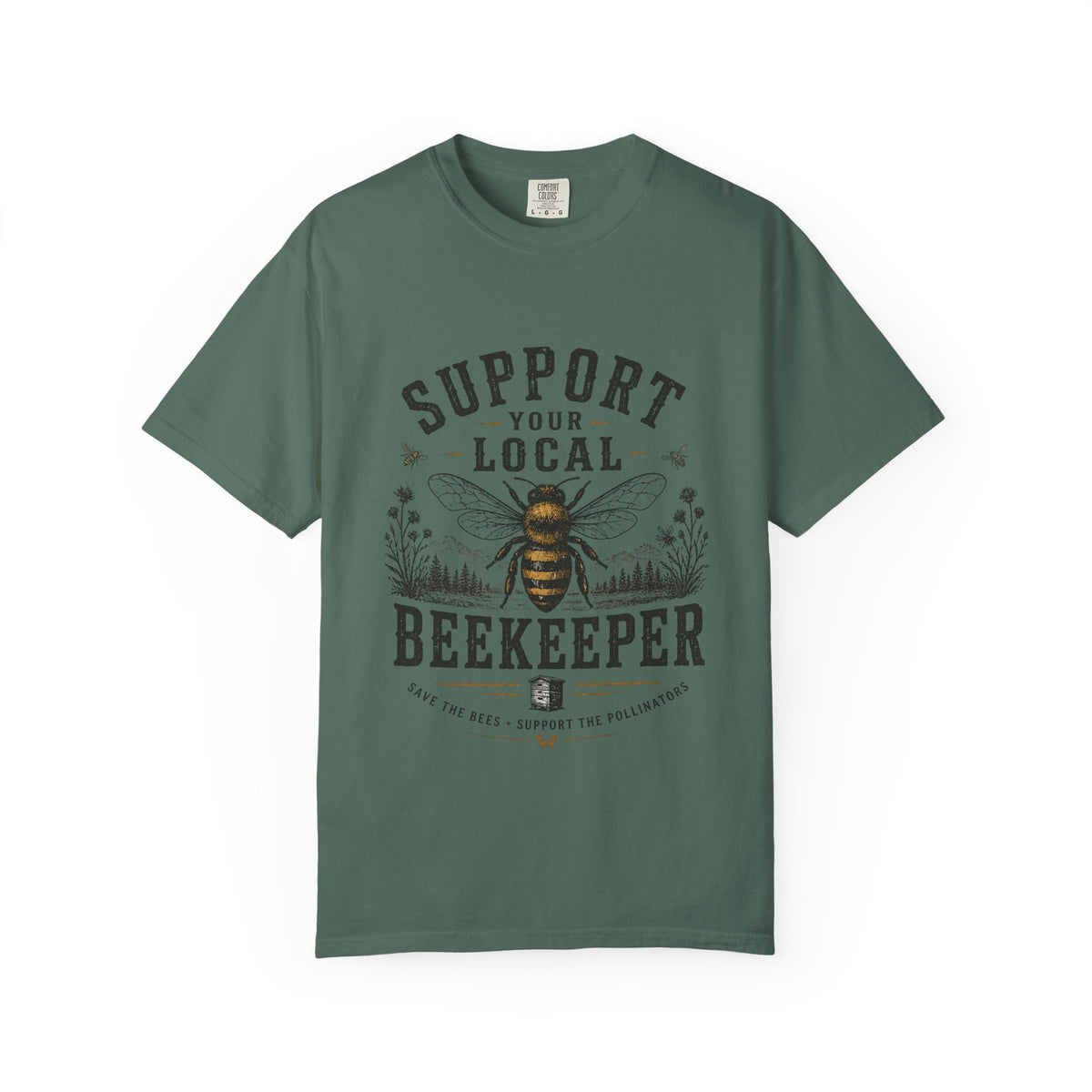 Support Your Local Beekeeper Shirt | Bee Lover Gift | Save The Bees | Vintage Bee Graphic Shirt | Unisex Garment Dyed T-Shirt | Nature Lover
