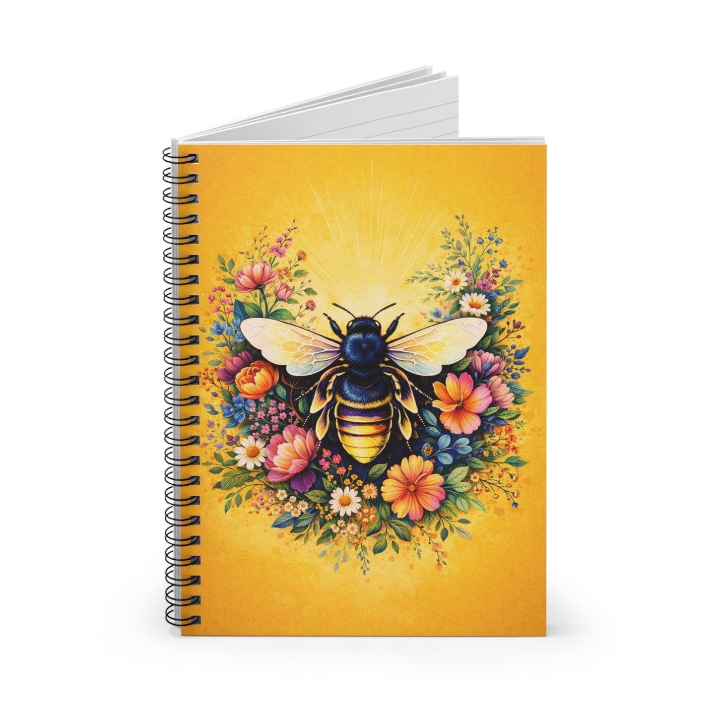 Bumblebee Floral Illustration Notebook | Spiral Ruled Journal