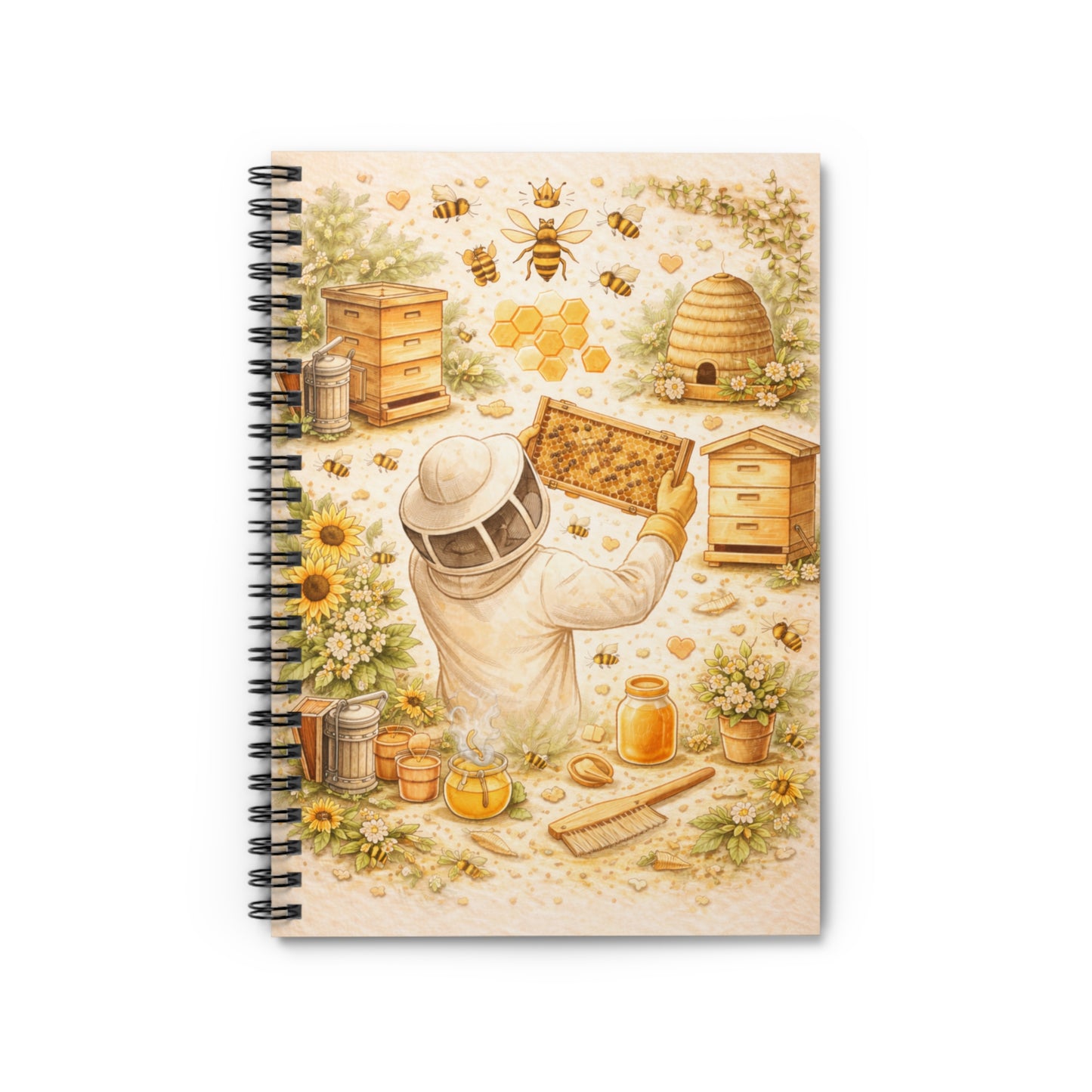 Beekeeper’s Garden Notebook – Spiral Ruled Journal (6″ × 8″)