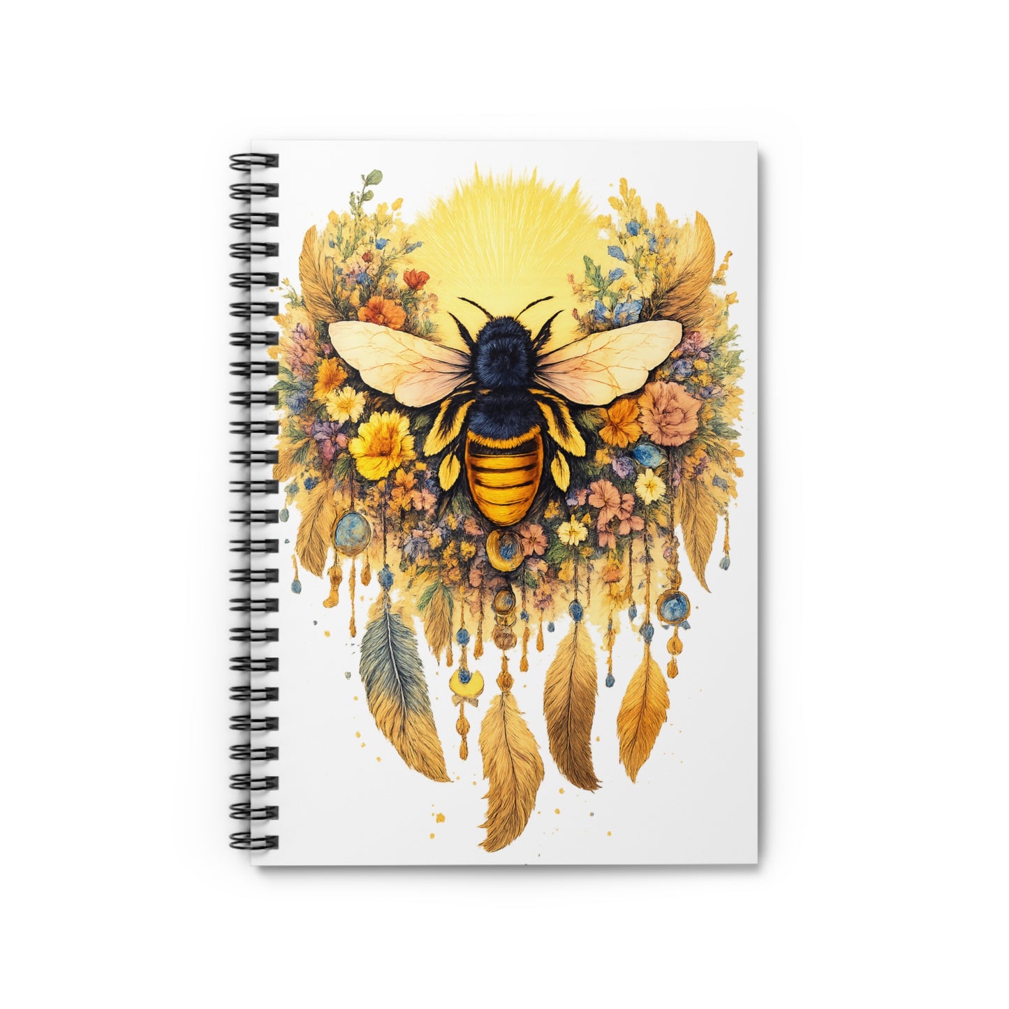 Golden Bee Spiral Notebook (6″ × 8″) — Ruled, Nature-Inspired Design