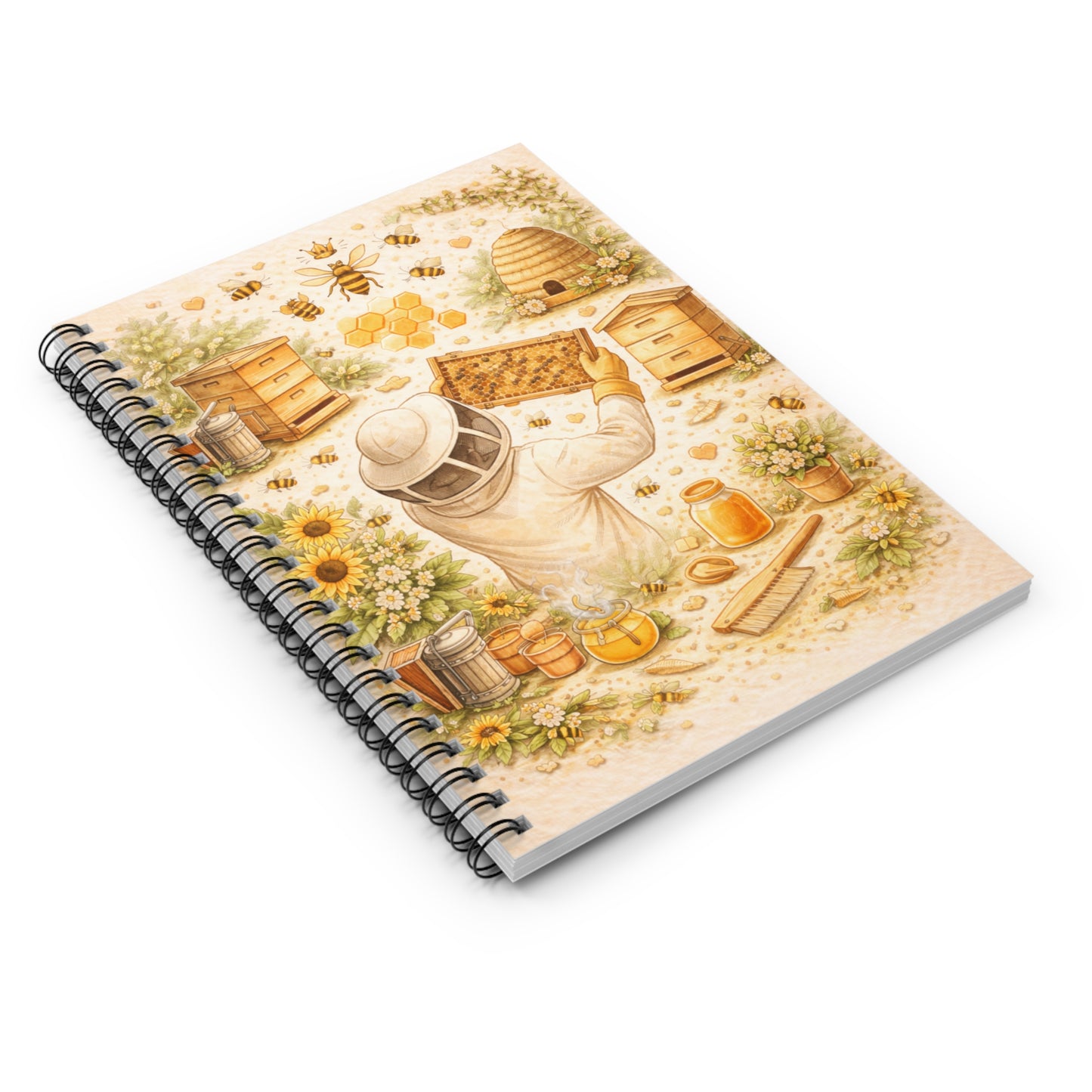 Beekeeper’s Garden Notebook – Spiral Ruled Journal (6″ × 8″)