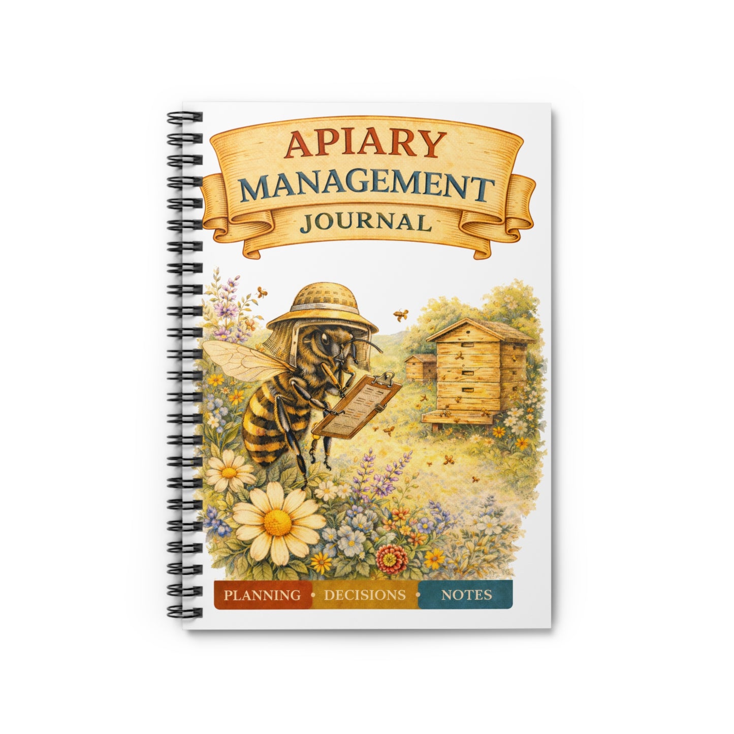 Worker Bee Apiary Management Journal Spiral Notebook | Ruled Lines