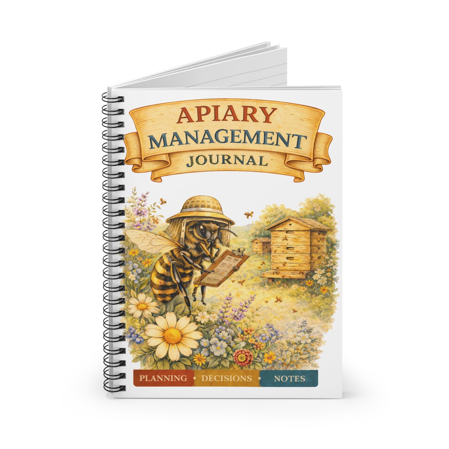 Worker Bee Apiary Management Journal Spiral Notebook | Ruled Lines