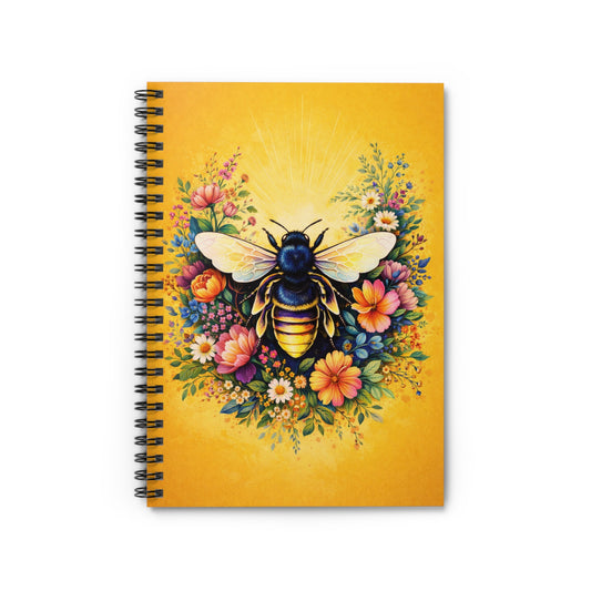 Bumblebee Floral Illustration Notebook | Spiral Ruled Journal