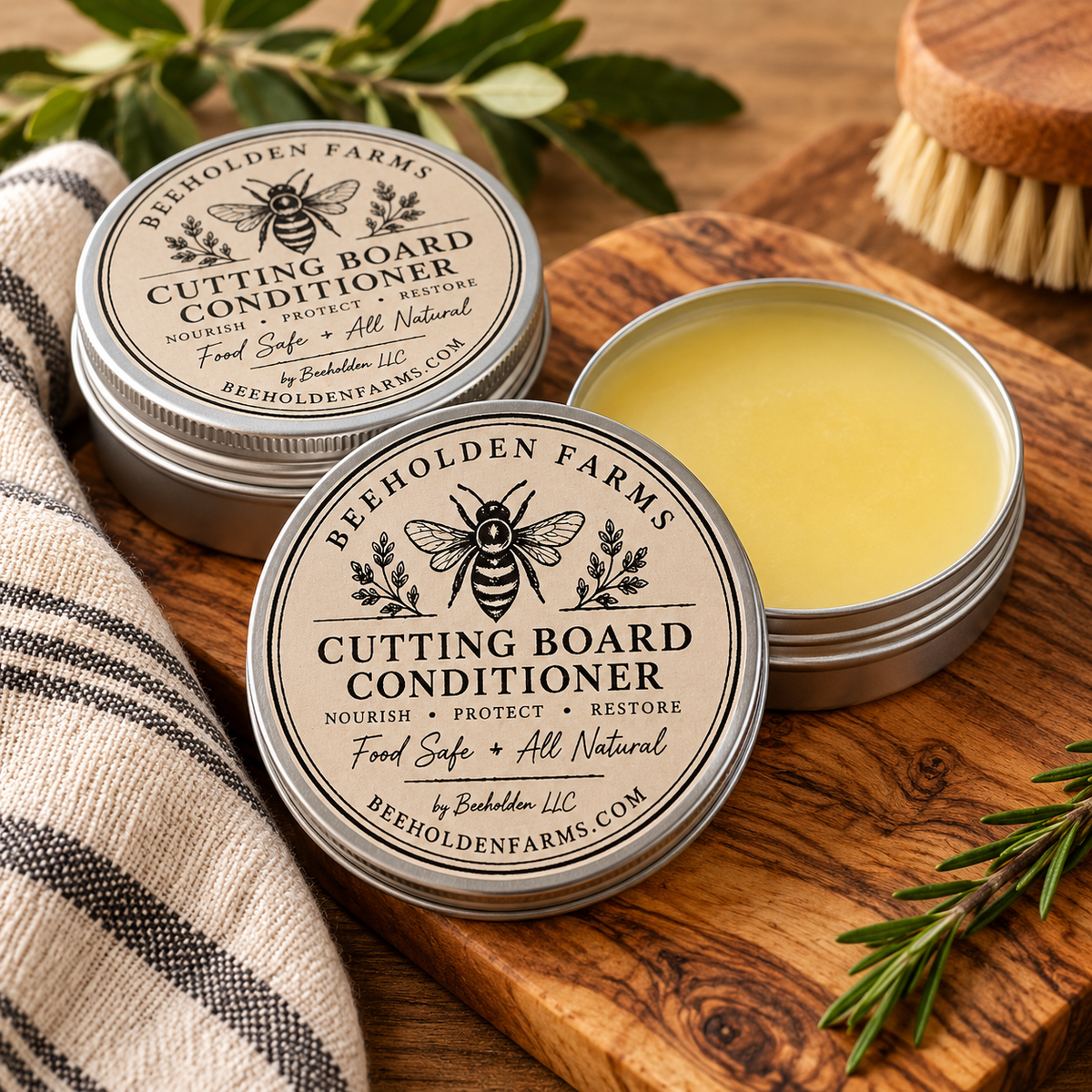 Cutting board conditioner gift set for home cooks, hosts and housewarmings
