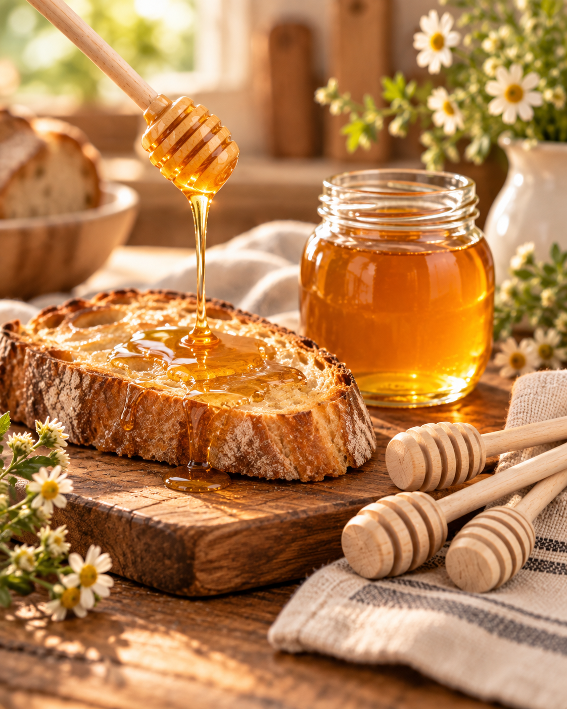 Beeholden Farms 6-inch natural wooden honey dipper