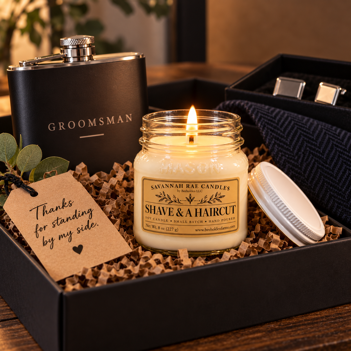 Shave & A Haircut barbershop soy candle by Savannah Rae Candles, view 3