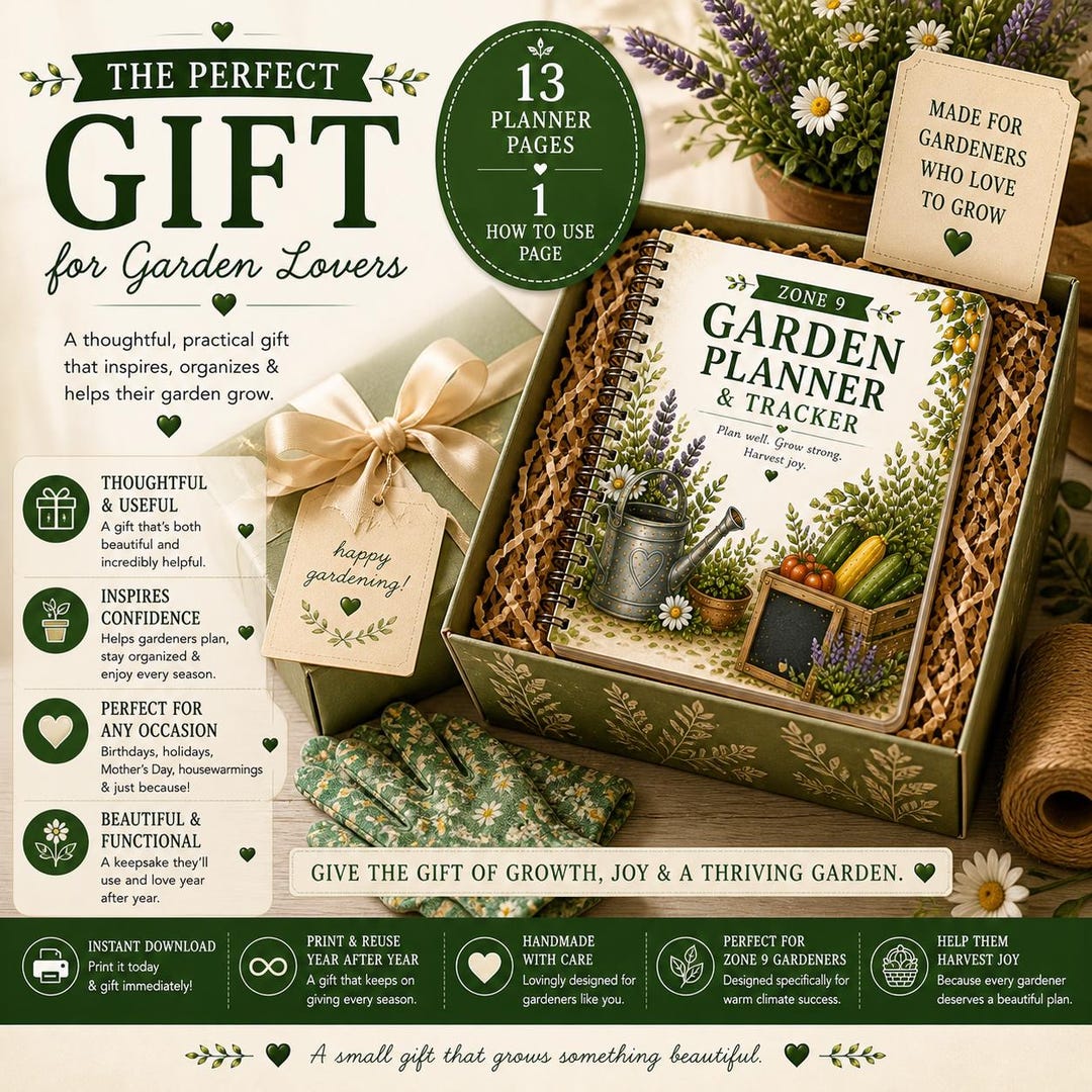 Garden planner gift set with gardening gloves and accessories in a decorative box